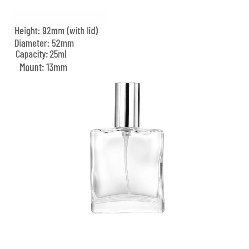 25ml Crimp-Top Transparent Glass Perfume Bottle with Plastic Cap and Fine Mist Sprayer