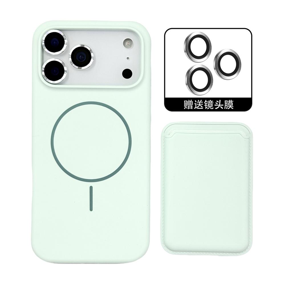 Magnetic Liquid Silicone Case for IPhone 17 Pro Max Air 16 15 14 13 12 with For Magsafe Card Bag Wallet Camera Lens Film Cover
