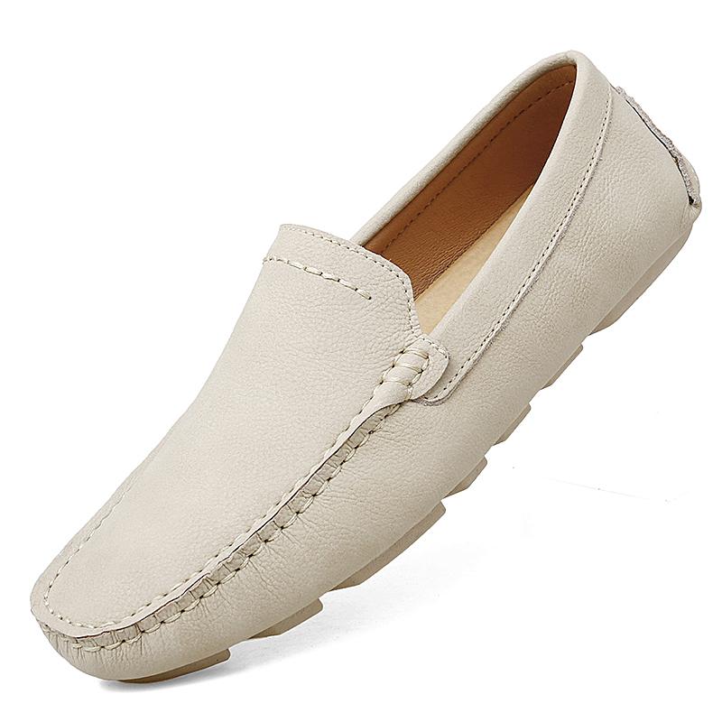 Plus Größe Echtes Leder Schuhe Männer Loafer Bequeme Casual Schuhe Männer Wohnungen Mokassins Männer Schuhe 45 beige