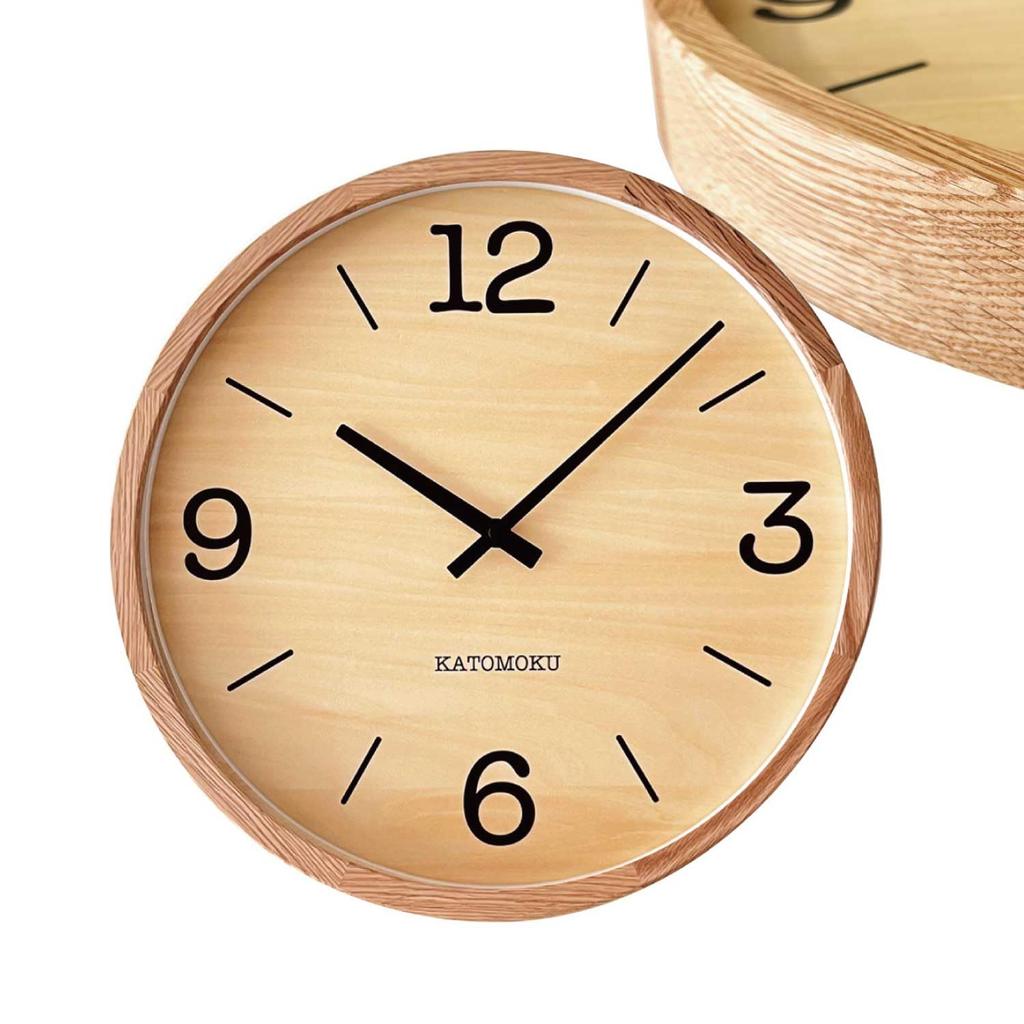 KATOMOKU muku clock 20 Oak wall clock with continuous second hand km-137OARC 382mm (radio-controlled clock)
