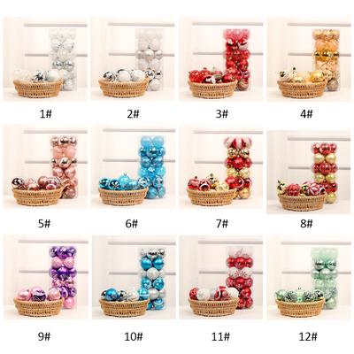 Bola de Natal pendurada Bola pintada 6cm 24PCS para enfeites de Natal Decoração de árvore de Natal Deco