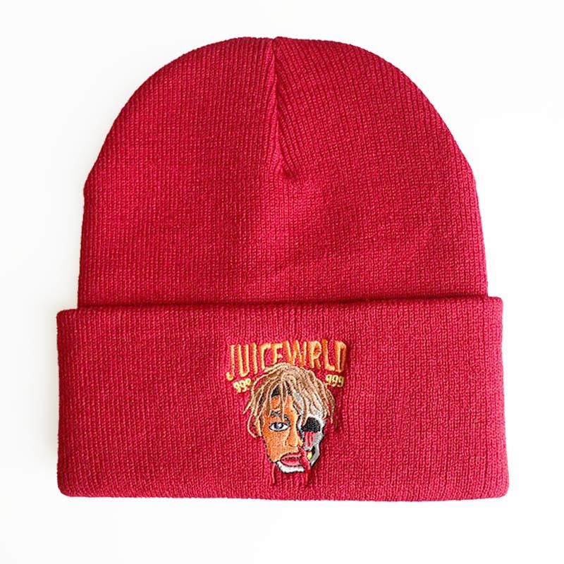 Europe and America juice wrld Embroidered knitted hat for men and women, autumn and winter ski hat, pullover hat, woolen hat