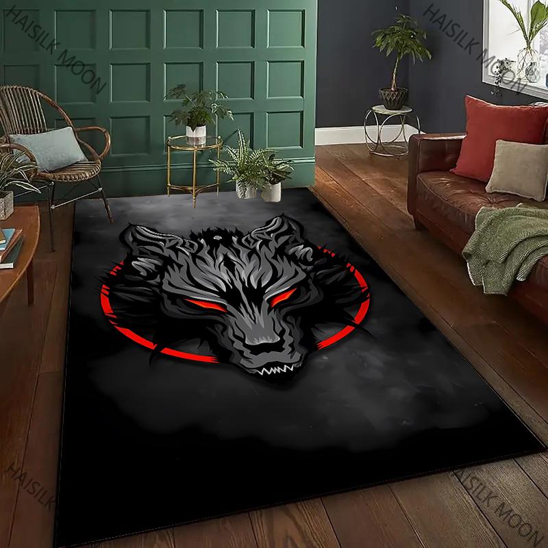 New Arrive!Dark Wolf Head Personality Trendy Cool Carpet Living Room Bedroom Entrance Door Mat Sofa Home Decor Carpet Picnic Rug