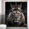 Lion King Shower Curtain Set - Male & Female Lions, Creative Design, Modern Bathroom Decor, Perfect Gift For Animal Lovers