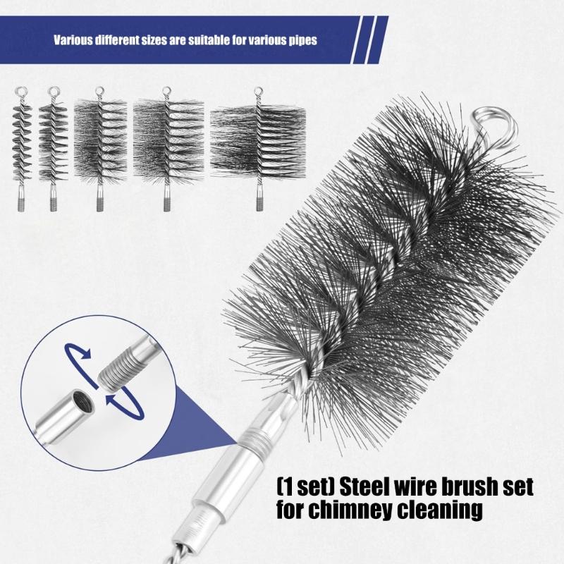 Profesionální drátěný kartáč na čištění komínů Čisticí nástroje pro krby Sada drátěných kartáčů do trubek z uhlíkové oceli Snadné použití