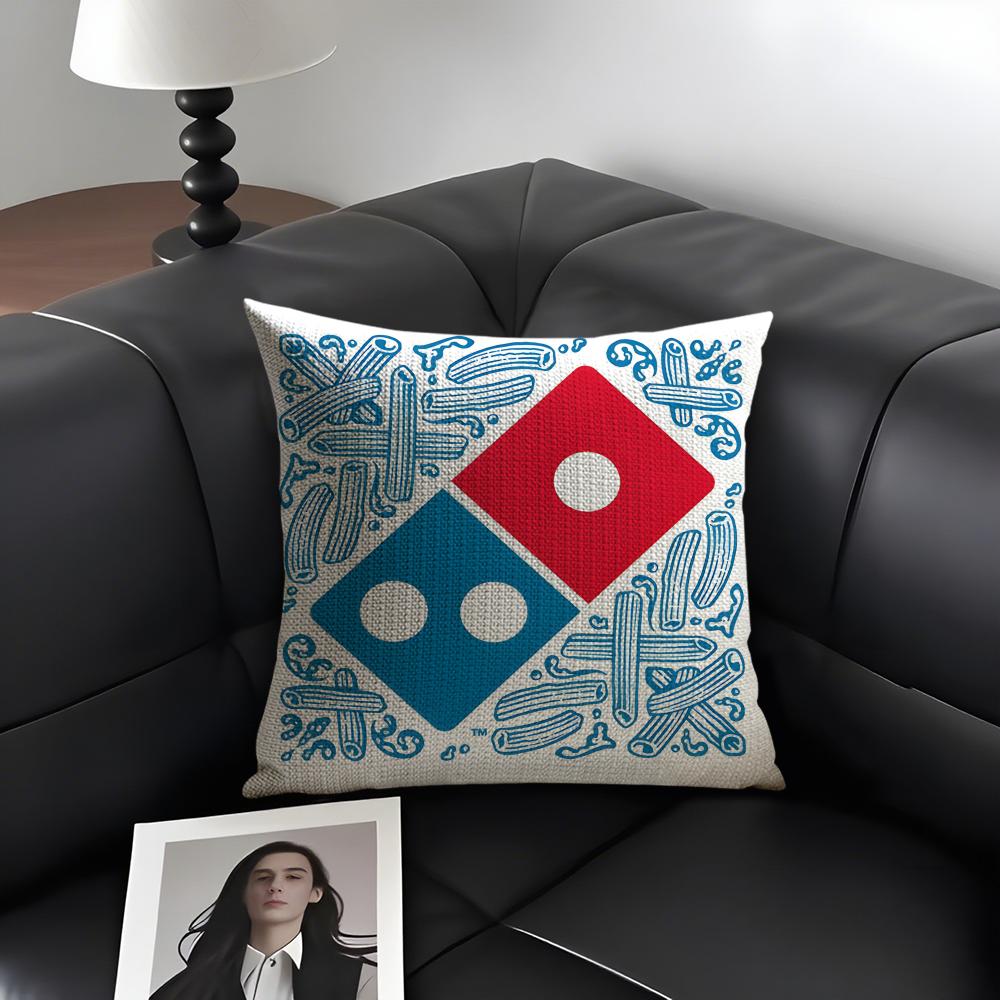 D-Domino'S Pizza Brand Cushion Cover Natural Linen Organic Fabric Double-Sided Printing Sofa Home Decor Gift Pillow Case