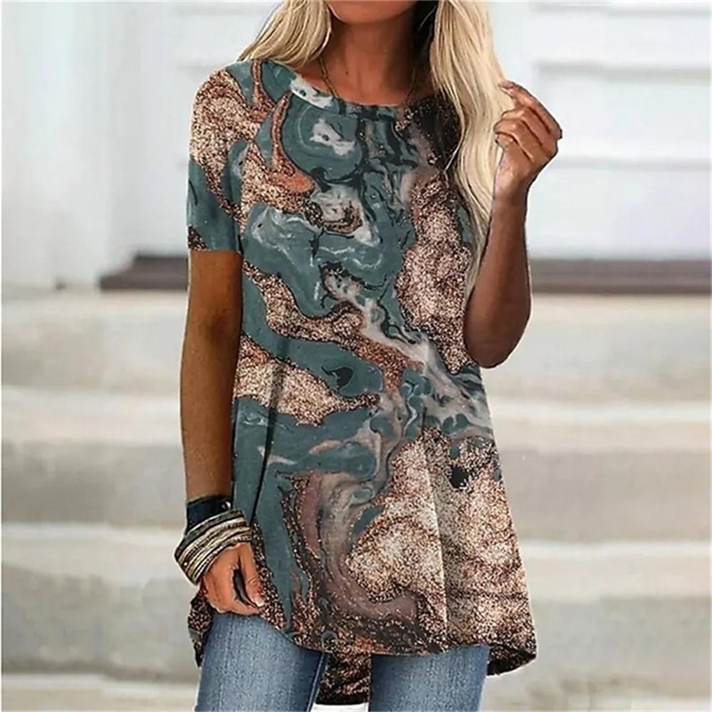 Summer Abstract T-Shirts 3D Printed Streetwear Women's Elegant Fashion Oversized O-Neck T Shirt Female Ladies Tees Tops Clothing