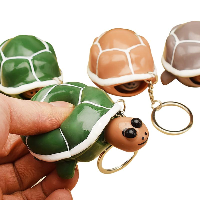 2 Stück Fidget Toy Schildkröten Schlüsselanhänger Quetschspielzeug Niedliche Schildkröte Teleskopkopf Cartoon Schildkröte Stressabbau Pops It Lustiges Geschenk