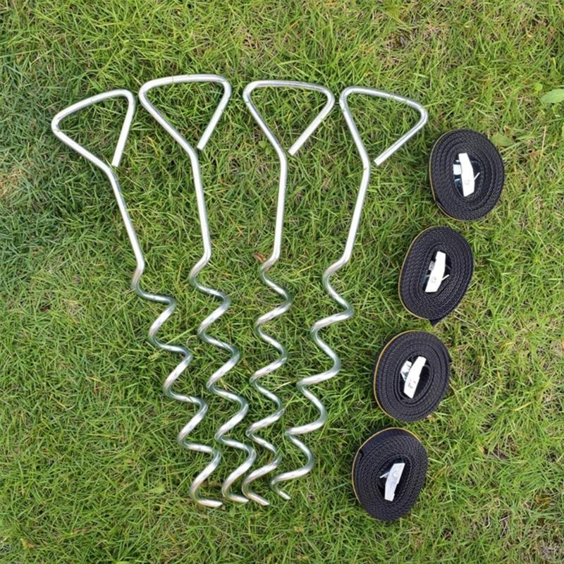Grondpennen met Kurkentrekker, Bevestigingsriemen en T-Handvat, Buitenpennenkit voor Tentbevestiging, Onderdakbeveiliging en Trampolineplaatsing