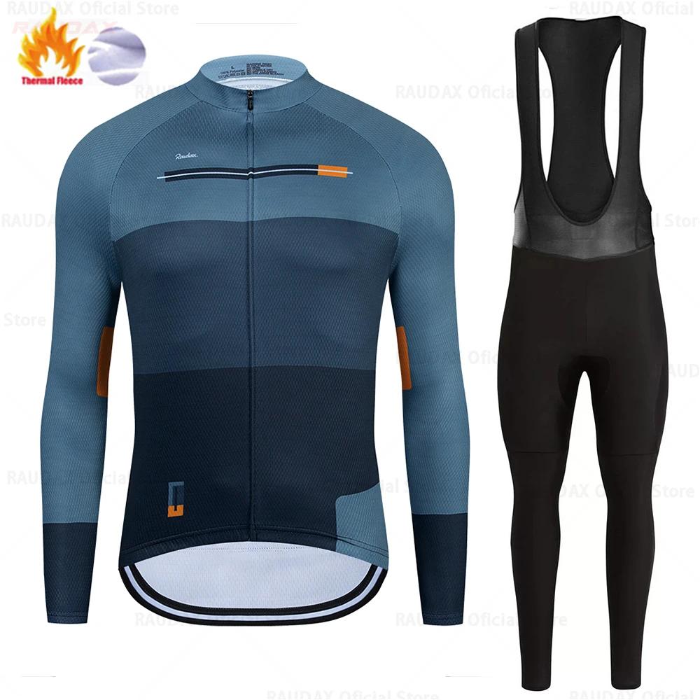 2025 Raudax Twelve Colors Winter Thermal Fleece Bicycle Clothing Cycling Jersey Set Bike MTB Riding Clothing Bib Pants Warm Sets