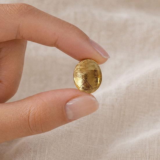 1 Paar Vintage klobige vergoldete Ohrringe für Damen, strukturierte Halbkugel-Steckohrringe, minimalistische ovale runde Piercing-Ohrringe