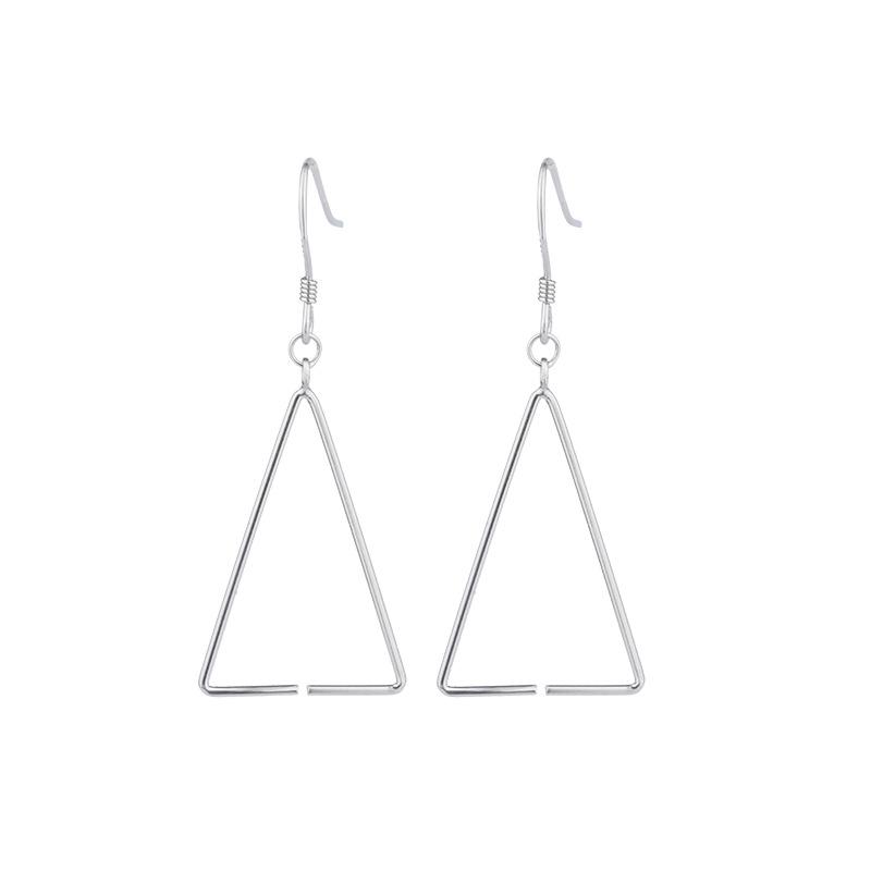 Tingxiang S925 Sterling Silver Triangle Bead Earring Hooks - Women's Simple Empty Settings Jewelry