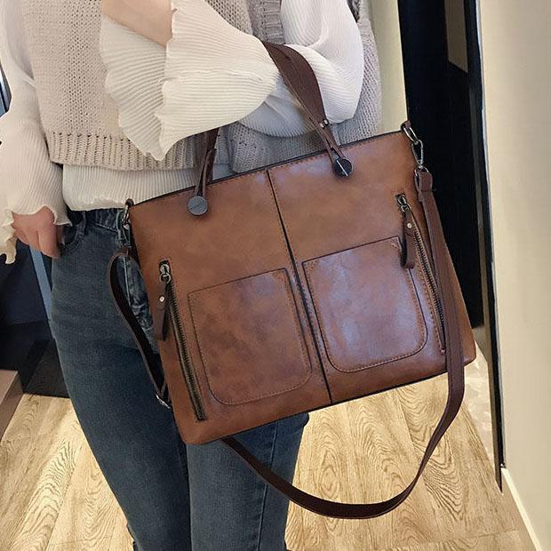 Women's Handbag Elegant Single Shoulder Bag Vintage Solid Color Messenger Bag Simple Versatile Soft Bag