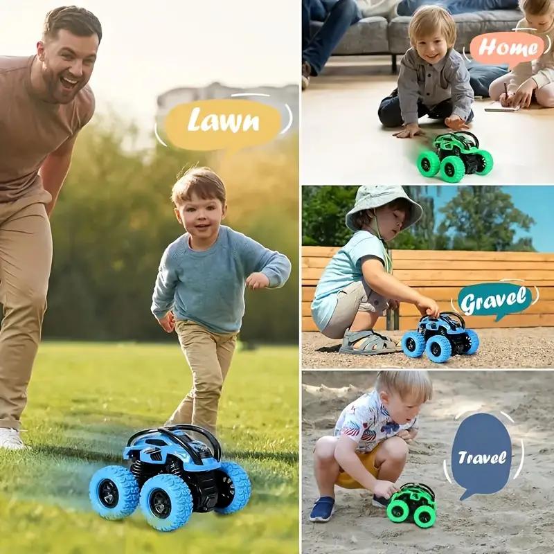 Light-Up Monster Truck Toy Set for Youngsters Ages 3-6 - Manual, Battery-Free Operation - Ideal Easter & Christmas Gift in Red/Blue