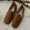 Fashion Spring Square Toe Slip On Women Loafers 2025 High Quality Low Heels Sheep Skin Flat Shoes British Style Casual Women Flat Shoes