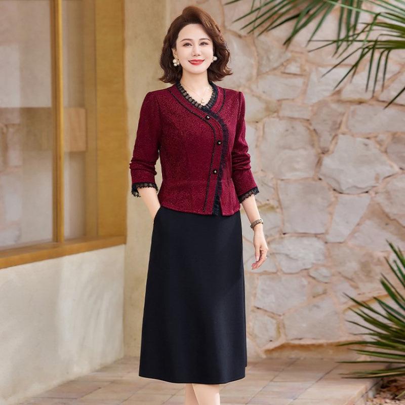 

Women s Elegant Spring Two-Piece Dress - 2026 Stylish & Dignified for Middle-Aged Women 4XL [Suitable for 130-145 Jin]