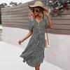Beach Summer Dress Shirt Floral Vintage High Waist Dresses Women Casual Loose Single-Breasted Slim Elegant Robe