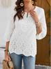 European-American Fashion Lace Trim V-Neck Three-Quarter Sleeve Shirt - Spring/Summer Collection