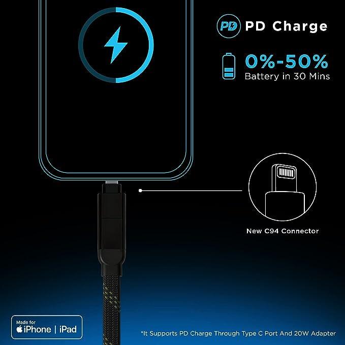 4 In 1 Quad Cable | 100W PD  Apple MFi Certified Type C To Lightning|USB To LTG B0B4JH1CWD