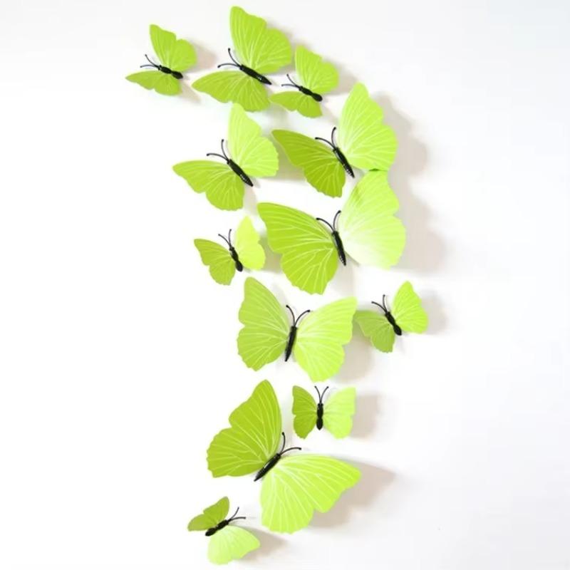 Heta rean 3D Fjäril Väggdekaler 12st 6st stora+6st små PVC 3D Fjäril Väggklistermärke för Heminredning