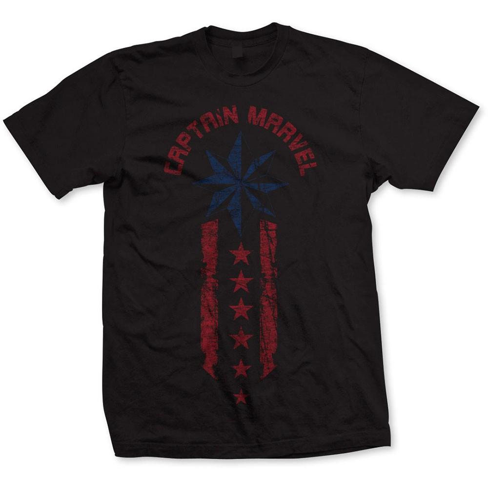 Men's Marvel Comics Captain Marvel Star Stripe T-shirt  Black