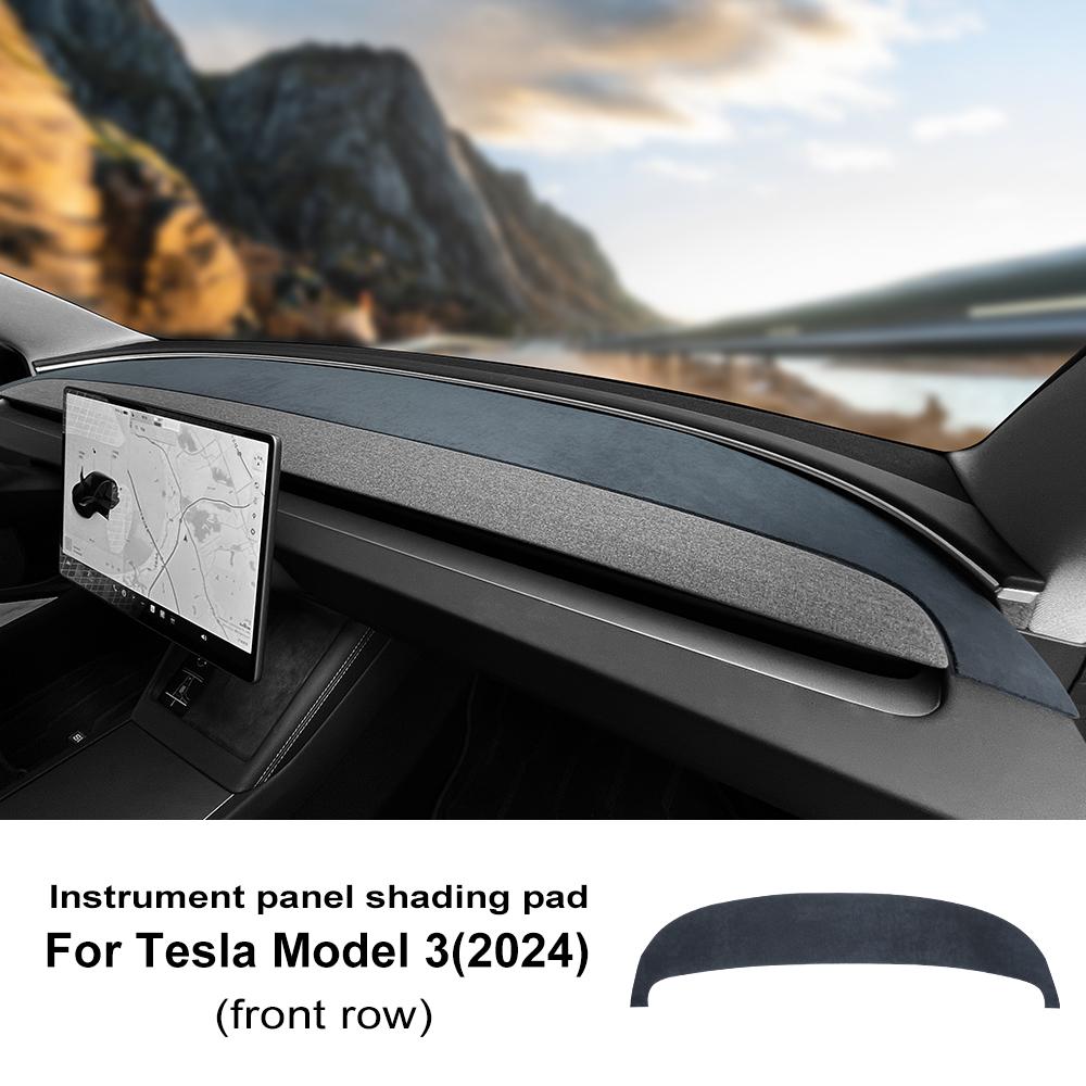 Top Flannel Dashboard Cover Pad for Tesla Model 3 Highland 2025-up Sunshade Protector Anti-UV Dash Mat Non-slip Car Accessories