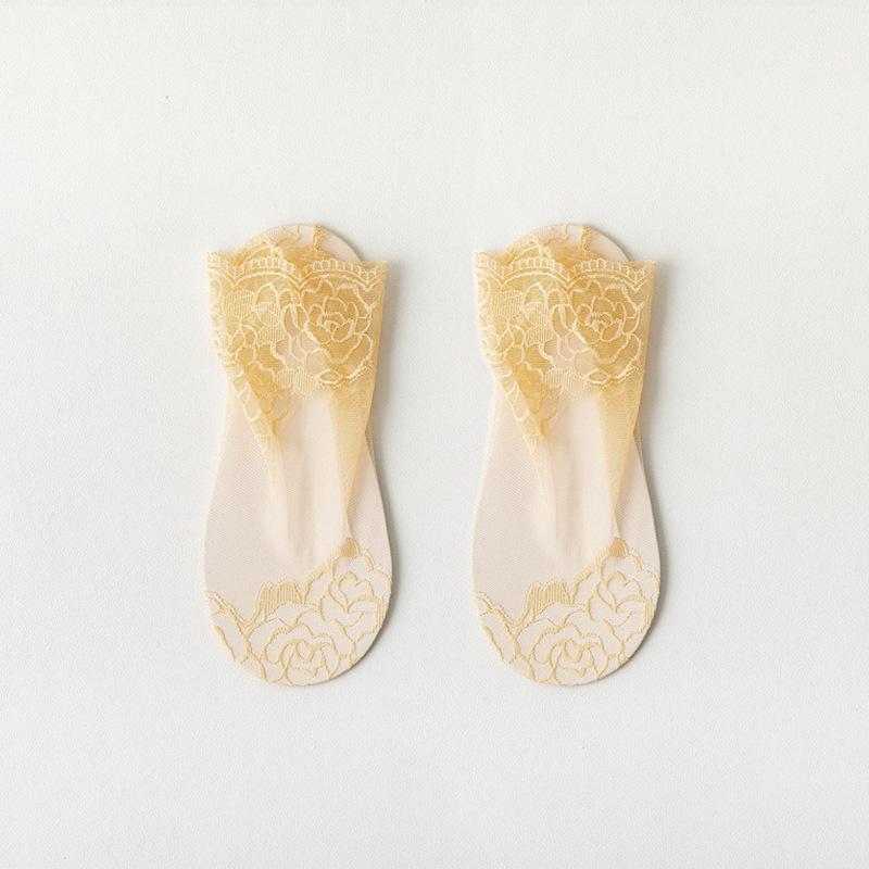 Women's Summer Ultra Thin Transparent Non Slip Lace Lace Short Tube Socks
