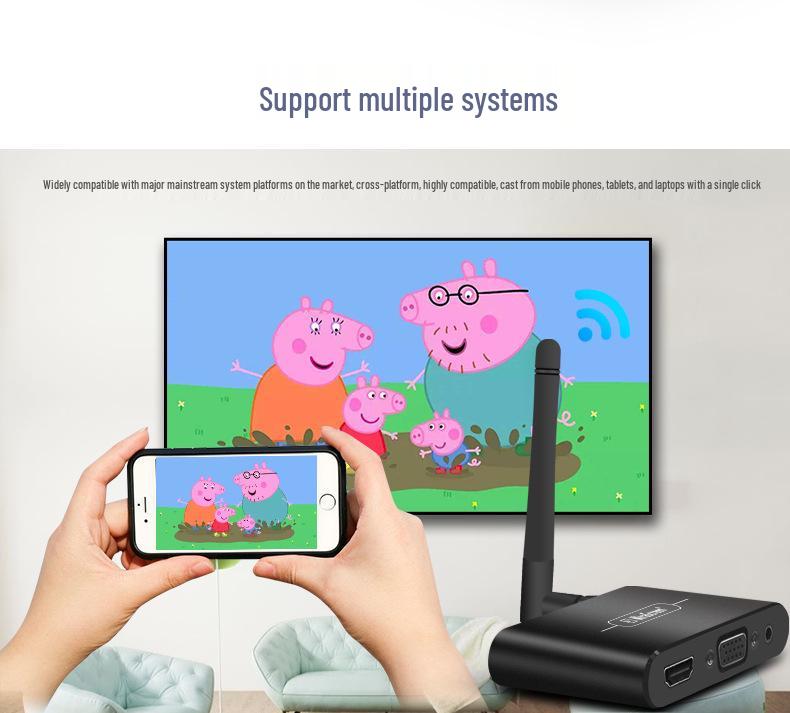 Mirascreen 4K Kabelloses Bildschirmspiegelungsgerät für VGA/HD, Kompatibel mit Google/iOS/Android