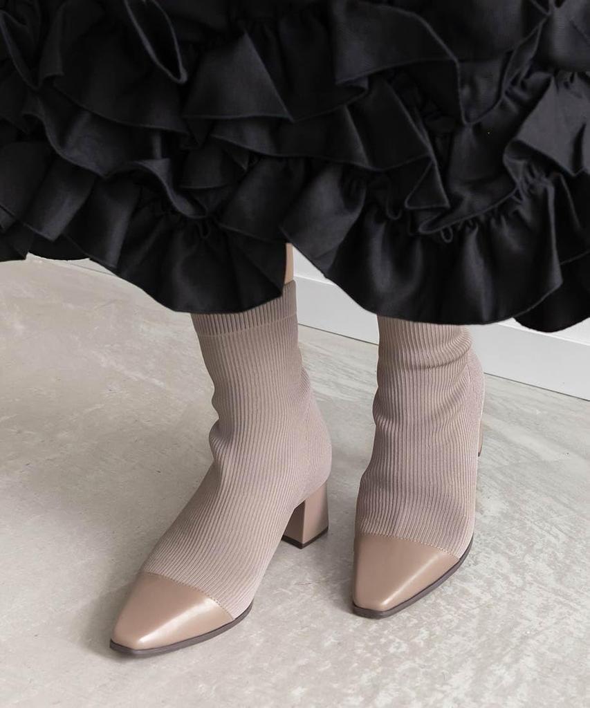 Boots Basic Knit Boots KC34188 Greige [Randa] [SUSTAINABLE]