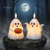 Luzes Noturnas Decorativas Seguras Halloween Fantasma Vela Sem Chama, Fofa Segurando Letra BOO Velinha, Presentes Amigos das Crianças LED a Pilha Piscante