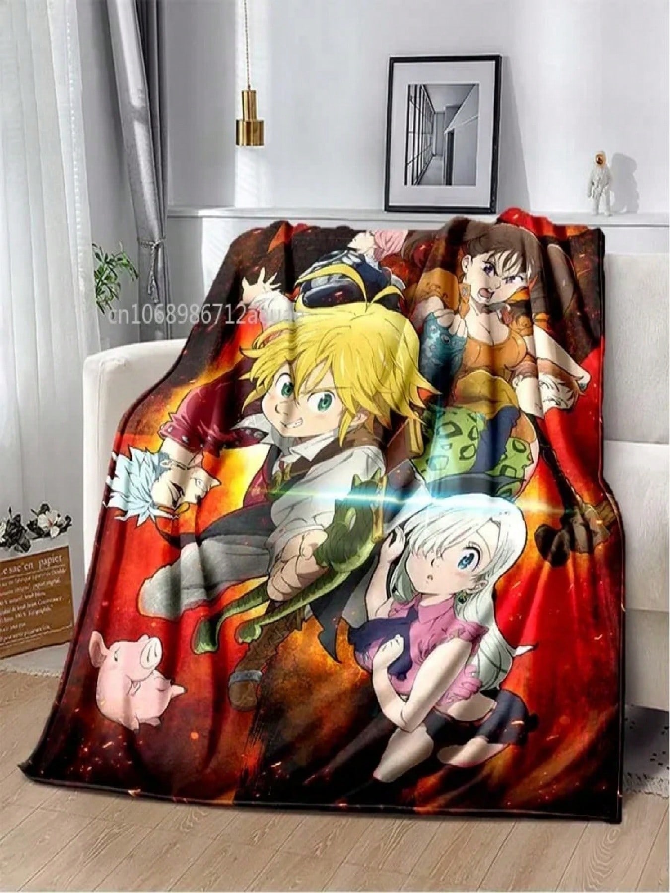 Thicken Blanket Anime The Seven Deadly Sins Printed Flannel Blankets For Beds Sofas Warm Bed  Soft Blanket#Color_29,Size 75X95CM