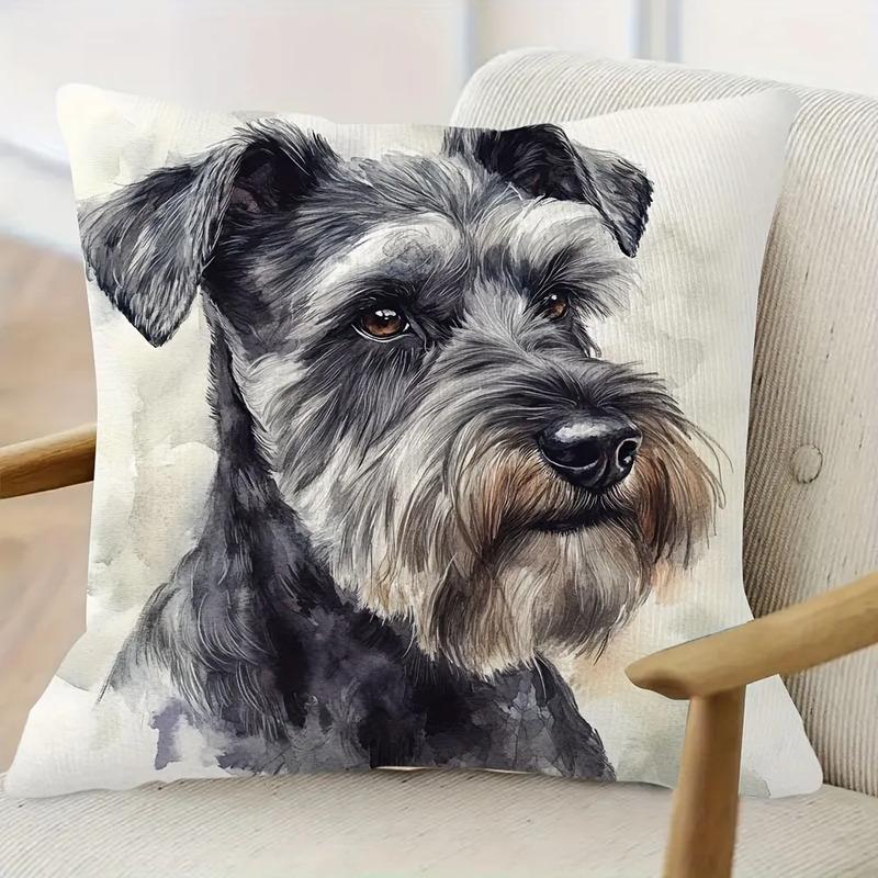 Almohada Mini Schnauzer De Acuarela De Un Solo Lado, 18 X 18 S разноцветный