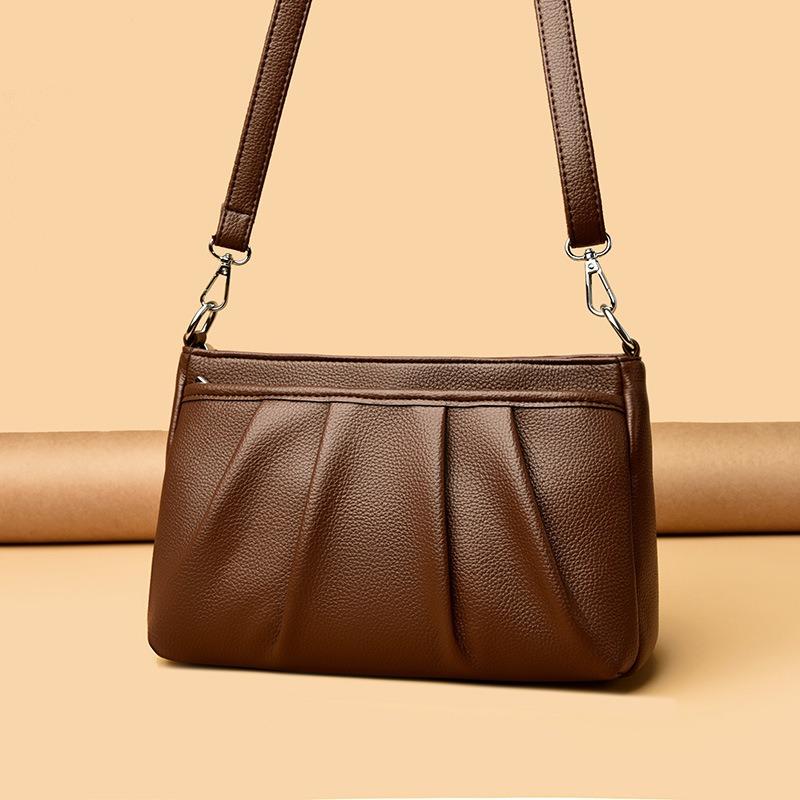 New Pleated Small Square Bag Women's Fashion Simple Commuter Underarm Shoulder Bag Retro Texture Messenger Mother Bag