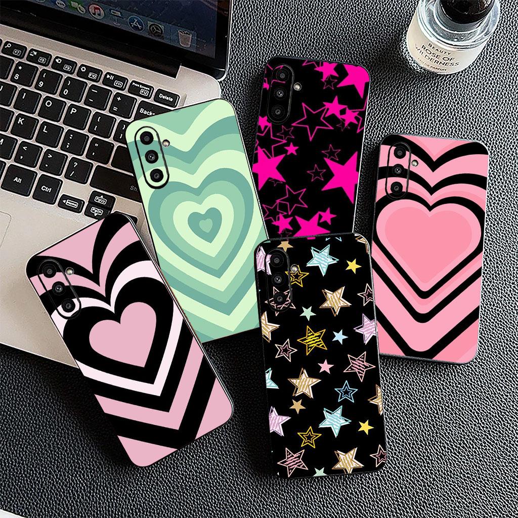 Cover for Samsung Galaxy S22 S21 S20 FE Ultra Plus A35 A36 A55 A37 A33 A34 A57 Coque Phone Case Pink Star Dark Red Heart Love