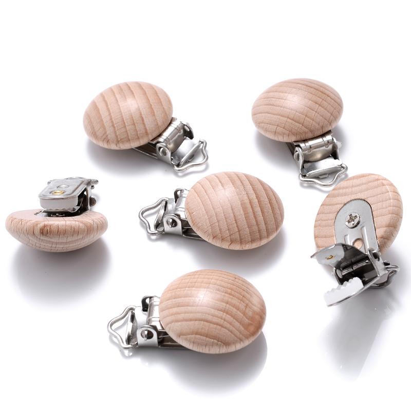 5Pcs/Lot New Arrival Lovely Wooden Pacifier Clip Natural Beech Wood Accessories for Baby Handmade Dummy Clips Pacifier Chain