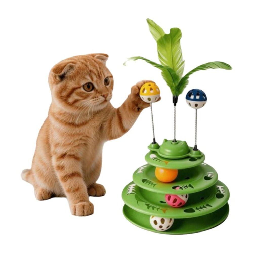 Anti Slip Base Interactive Cat Toy Multi Layer Feather Teaser  Kitten Entertainment