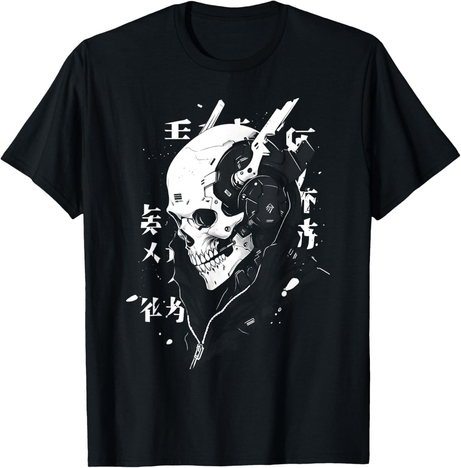 Anime Manga Skull Cyberpunk Aesthetic Techwear Harajuku T-Shirt S