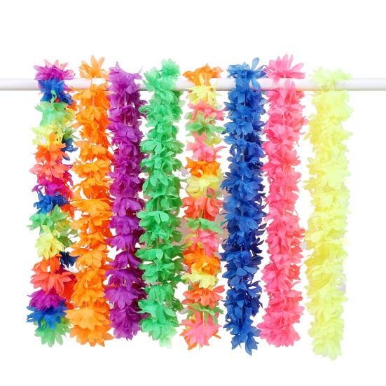 Hawaiian Leis Bulk Colorful Faux Flower Necklace Leis Tropical Theme Party Favors for Adults Hawaii Summer Beach Luau Party Birthday Party Supplies