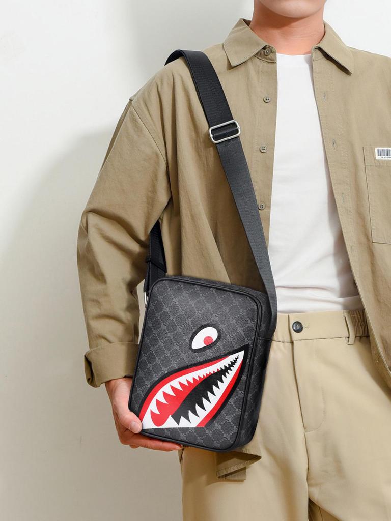Męska casualowa torba na ramię z rekinem: Biznesowy plecak i torba crossbody o dużej pojemności na kampus
