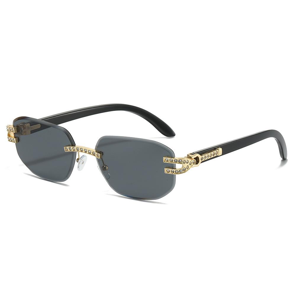 New Luxury Frameless Gradient Square Frame Women Sunglasses  Brand Personality Diamond Frame Design Casual Men Glasses Uv400
