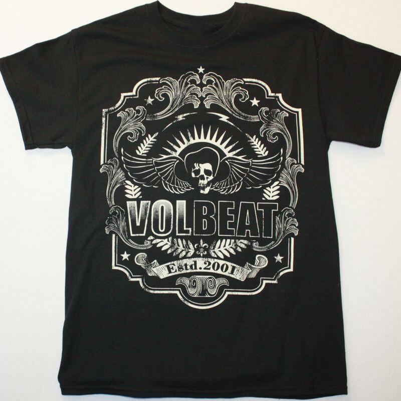 Винтаж VOLBEAT Основан в 2001 году Плотный Хлопок Черный Полный Размер Унисекс Футболка Унисекс Футболка XXL