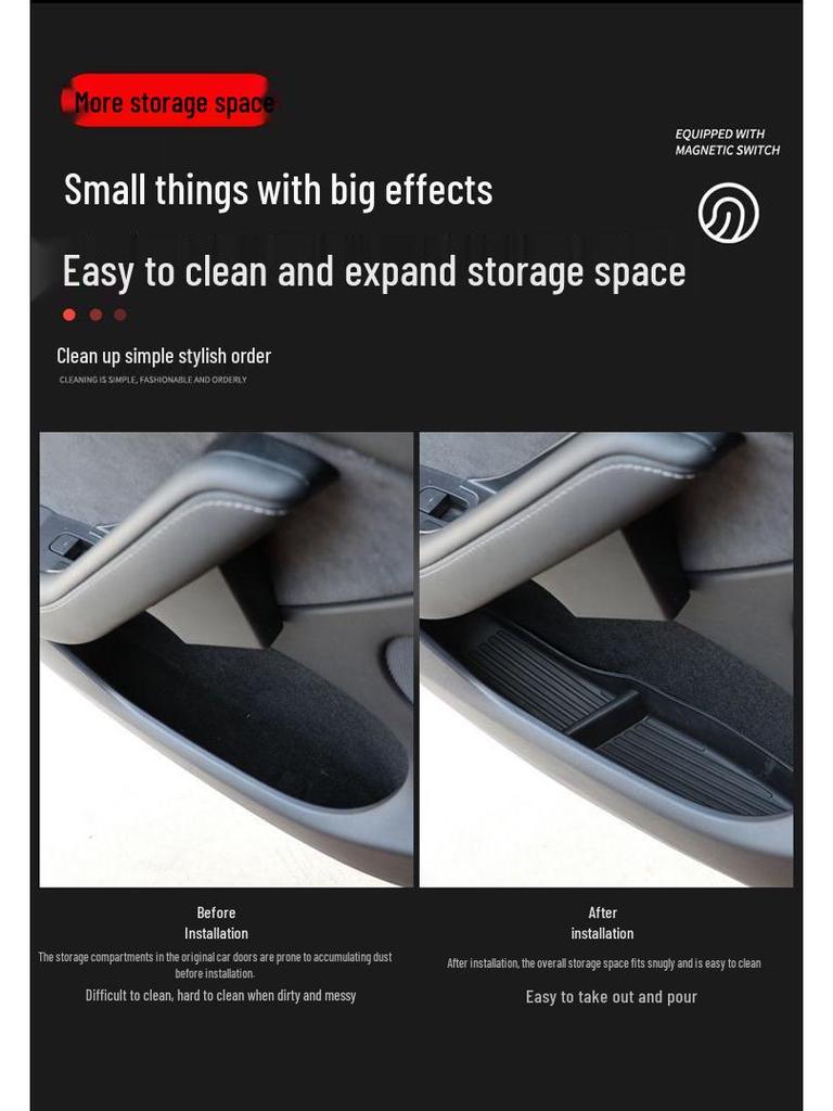 Tesla Model Y & Refreshed Y Waterproof Door Slot Armrest Storage Box Mat