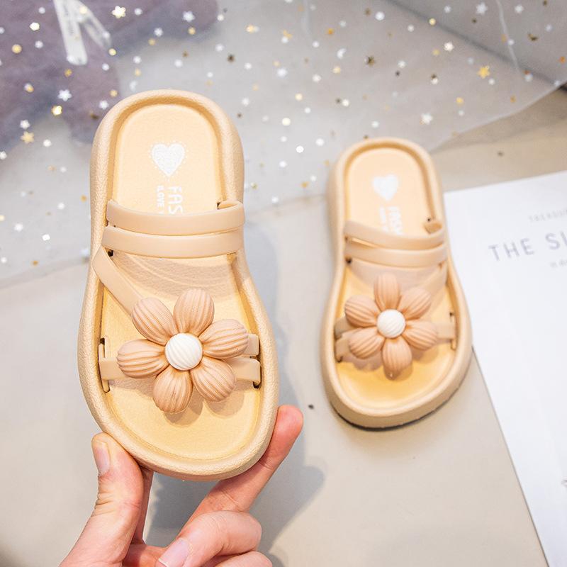 Mädchen Hausschuhe Sommer Neu Rutschfeste Weiche Sohle Prinzessinnenstil Frische Blumen Dual-Use Flache Sandalen