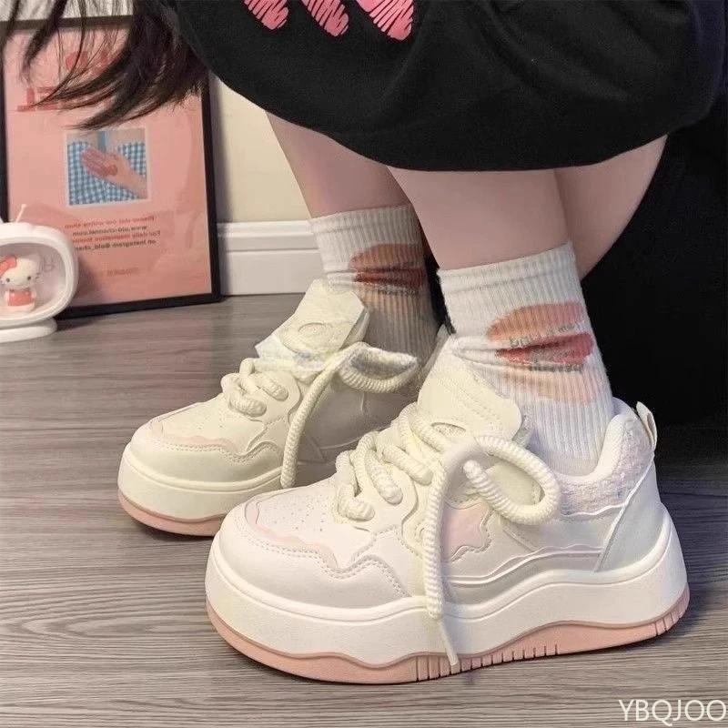 Fashion New Thick Soled Women's Shoes Spring Versatile White Footwear Casual Comfortable Board Shoes Fashion Outdoor Sneakers Zapatos