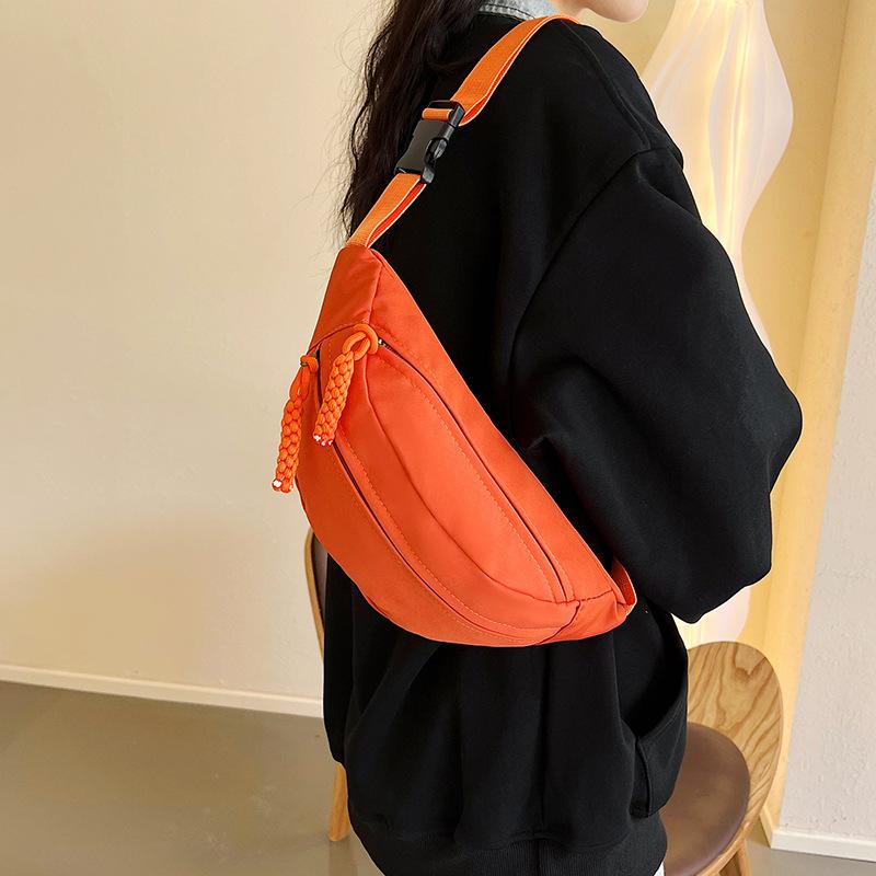 Breast Bag Women's 2025 Autumn New Casual Fashion Solid Color Oblique Span Bag Men's and Women's Same Sports Versatile Fanny Pack Men's