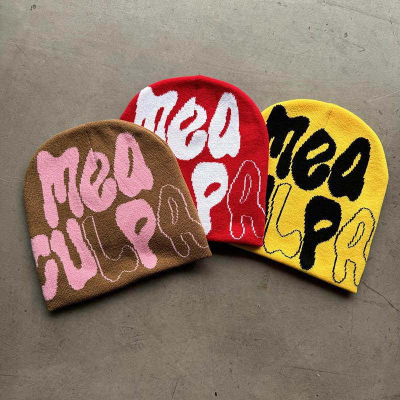 Acrylic Knitted Cap For Teens And Adults With Fashionable Letter Design