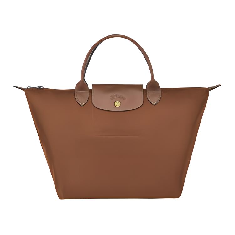 

Longchamp Le Pliage Club Solid Color Strapless Flap Short Handle Zipper Closure Leather Tote Bag Small Women tote bag Cognac 1623089504 Cognac
