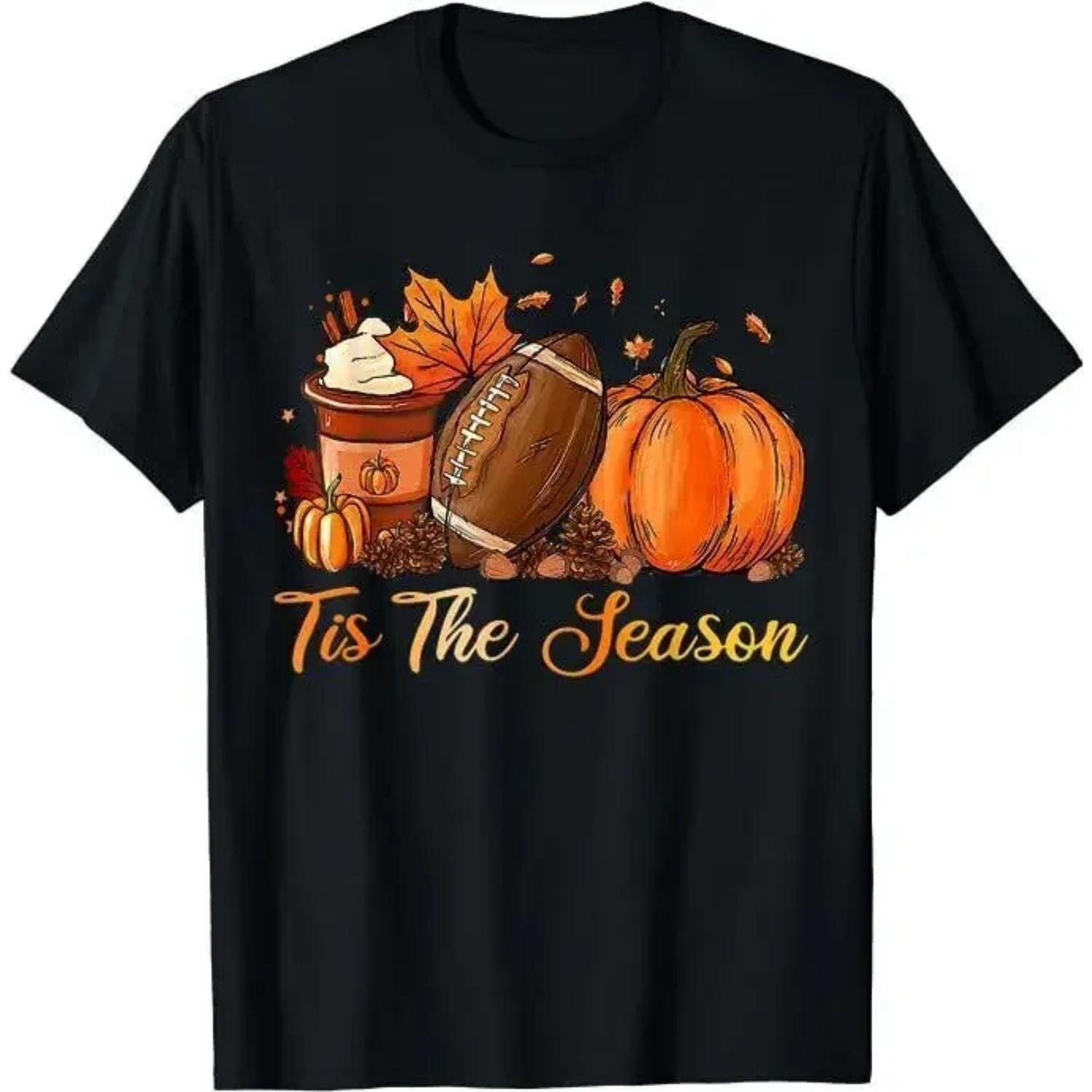 Pumpkin Spice Football Tis The Season Fall Thanksgiving Long T-Shirt S