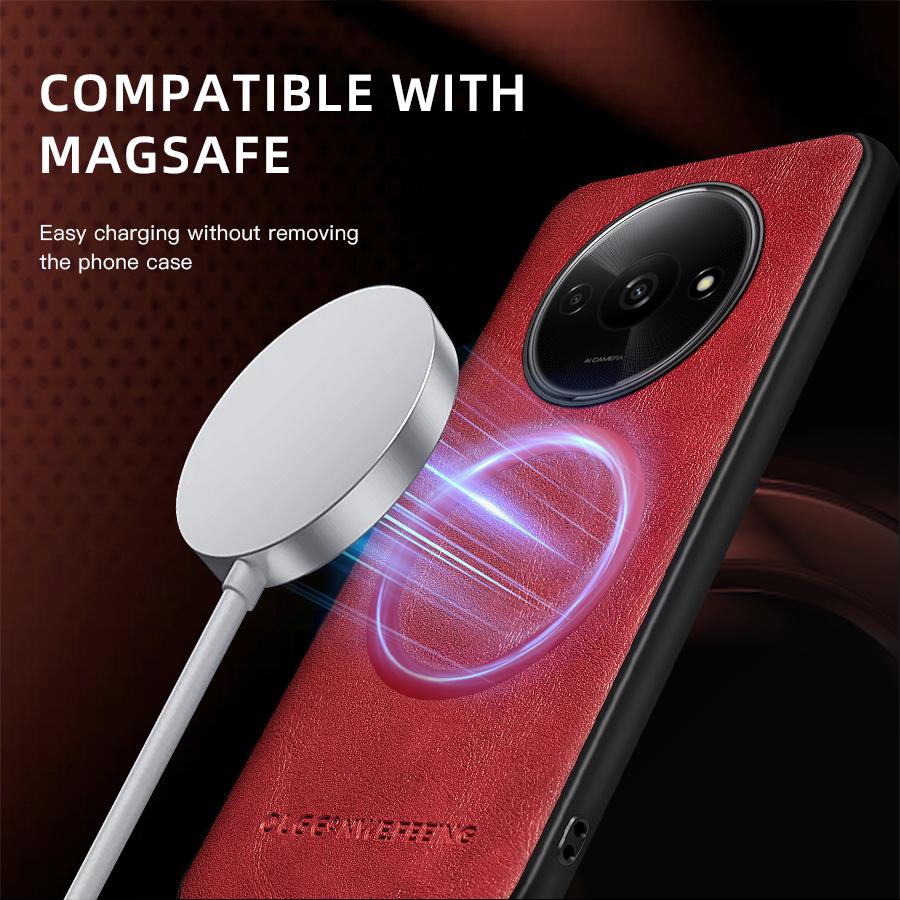 For POCO C61 PU Leather Magnetic Ring Soft Edge Anti-Drop Anti-Fingerprint Phone Case