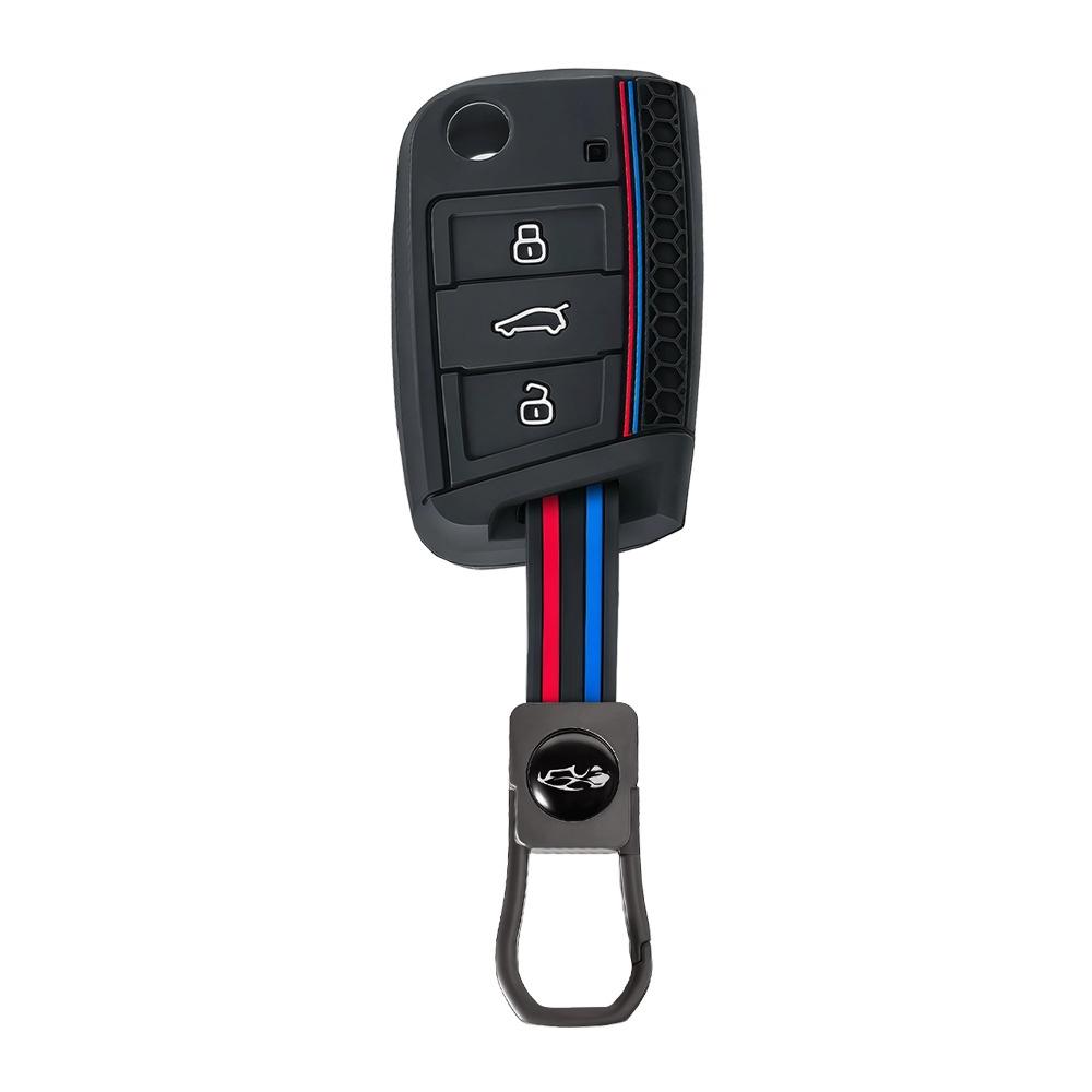 

Чехол для ключей для VW Golf 7 GTI POLO T-Cross T-Roc Touran Tiguan Skoda Octavia Rapid kodiaq Fabia Seat Ibiza leon Ateca Arona чёрный